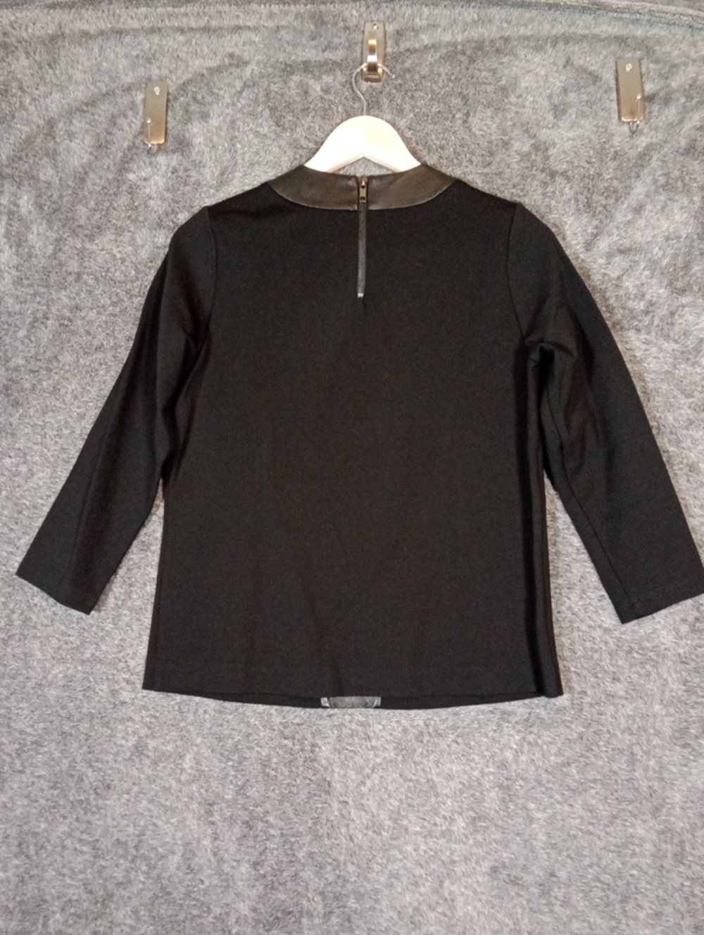 J.Mclaughlin Top Black Leather Trim 100% Lamb Napa Skin Professional Womens S - Picture 5 of 10
